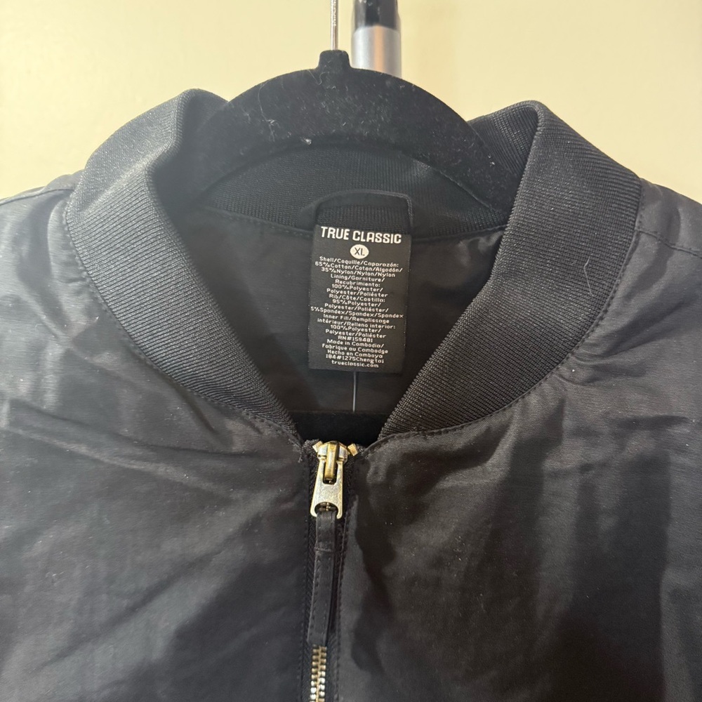 True Classic Men's Black Bomber Jacket - Picture 3 of 15